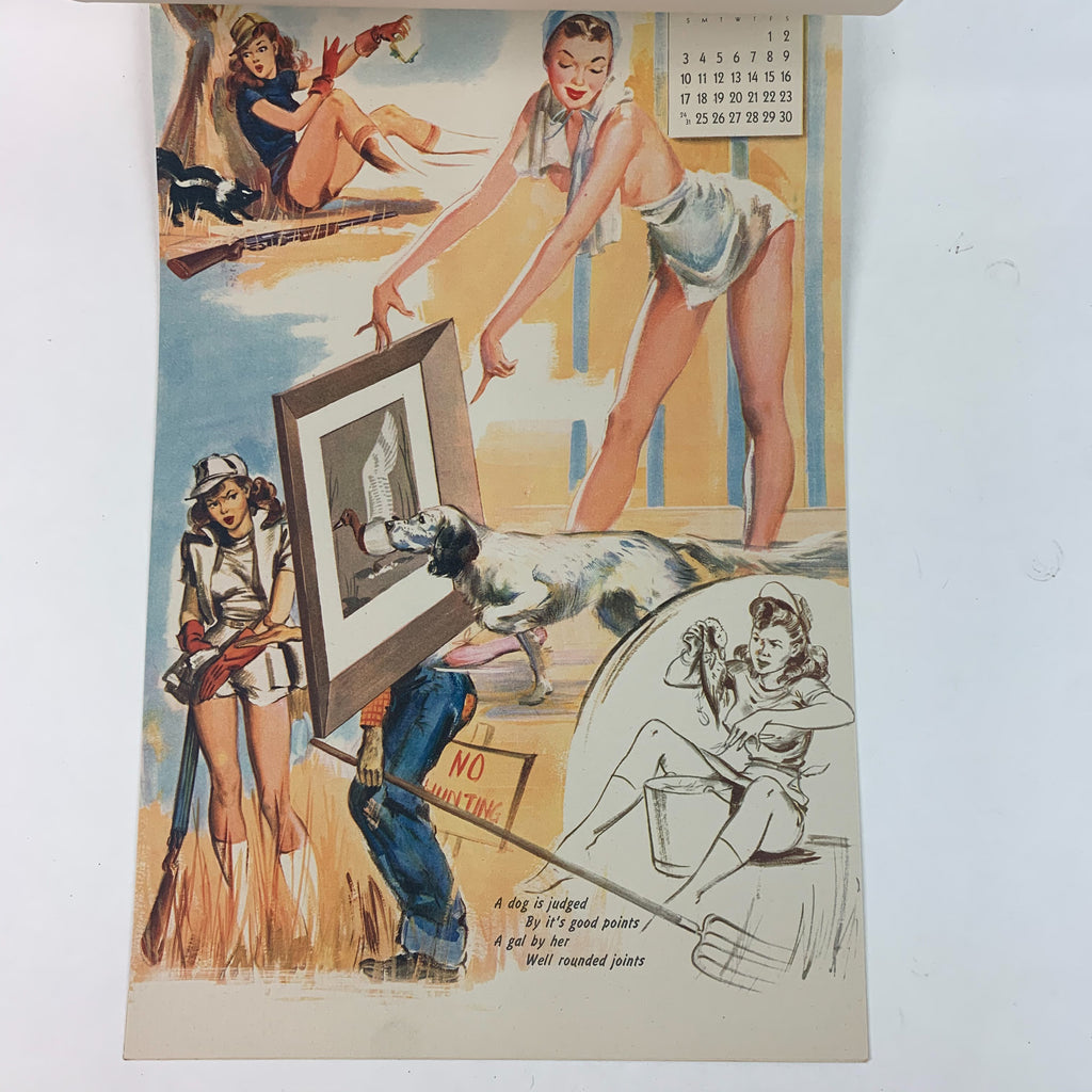 Vintage Pinup Girls 1948 Wall Calendar Brown & Bigelow Artist Sketch Pad