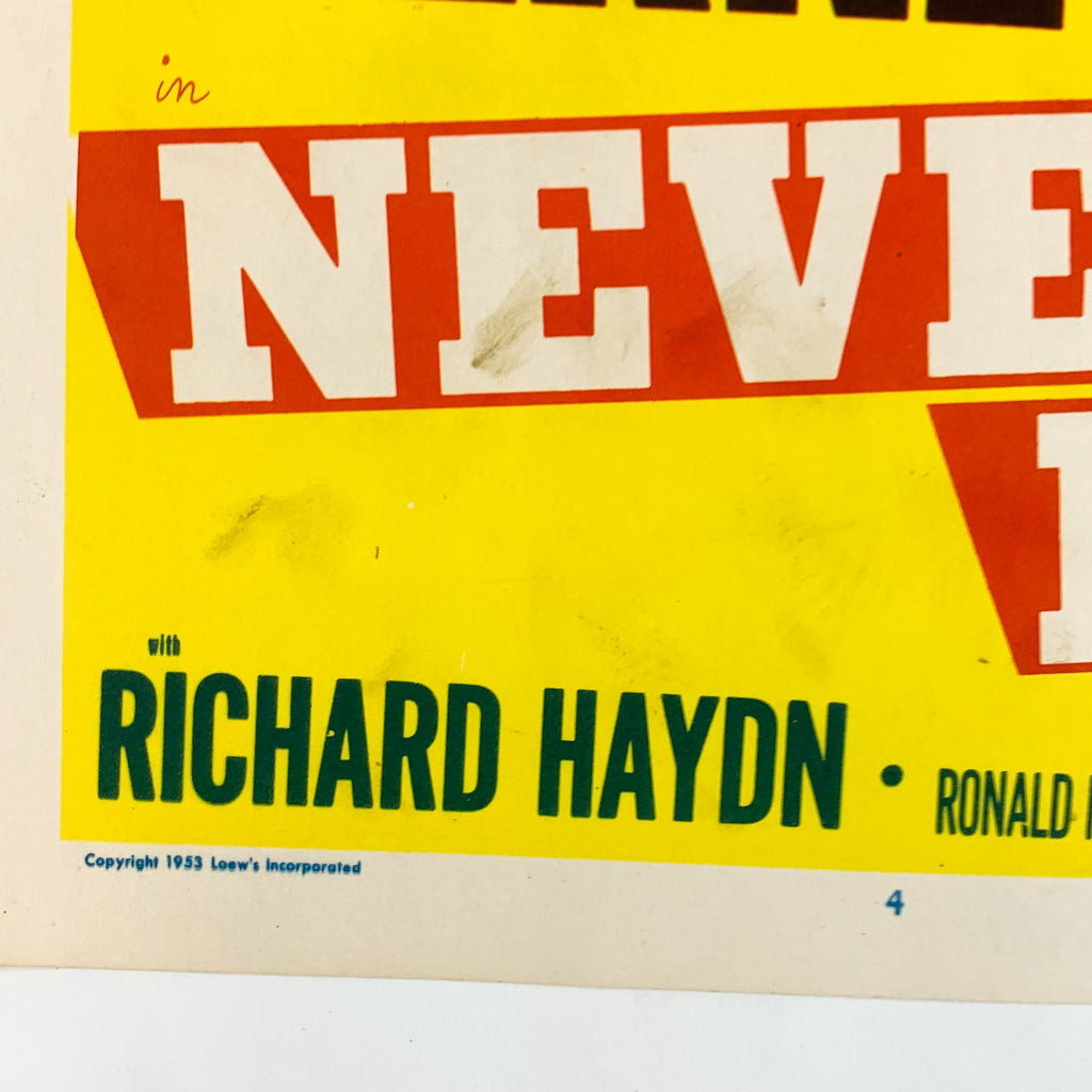 Vintage 1953 MGM Never Let me Go Clark Gable Gene Tierney #4 Lobby Card