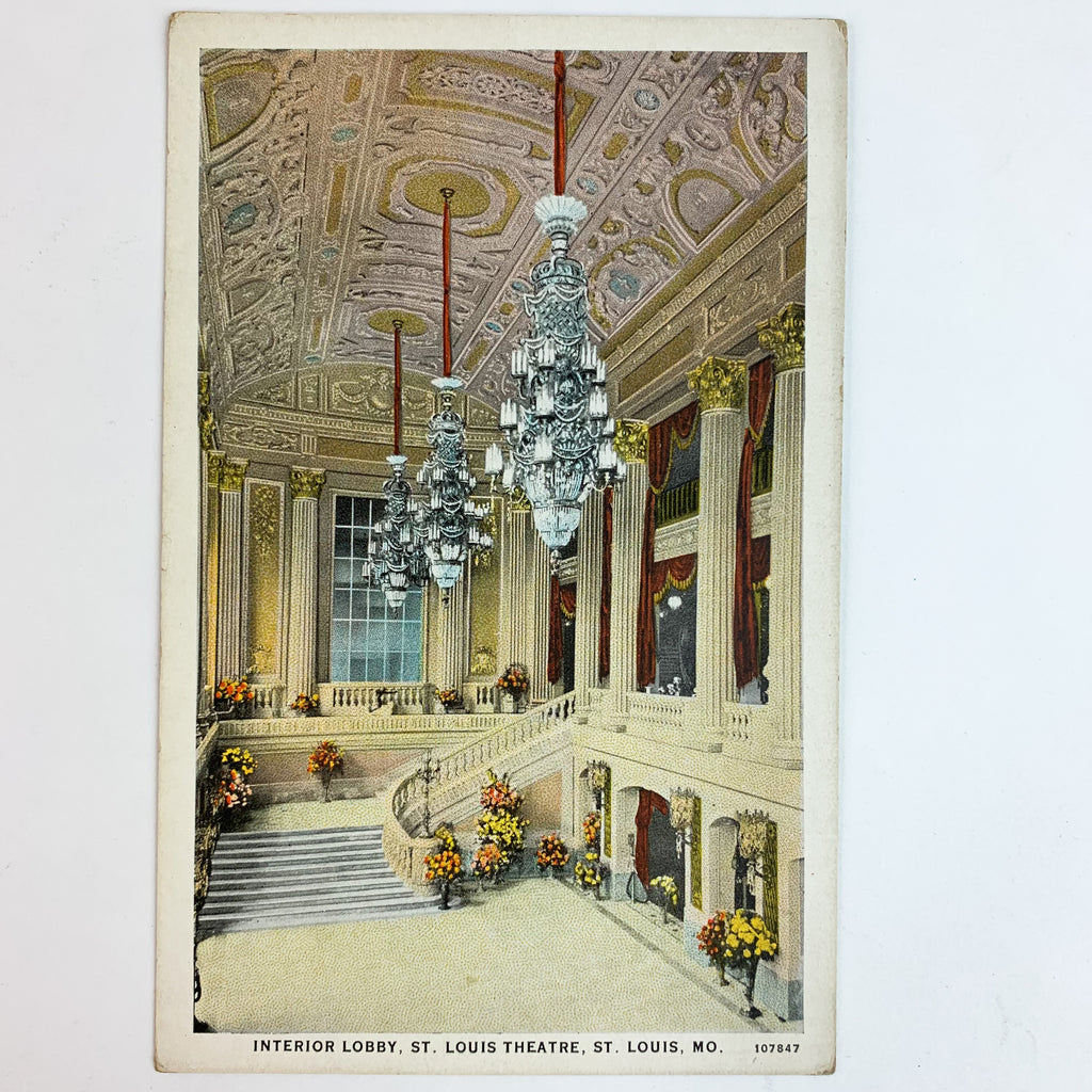 Interior Lobby St. Louis Theatre Saint Louis Missouri Postcard