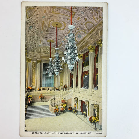 Interior Lobby St. Louis Theatre Saint Louis Missouri Postcard