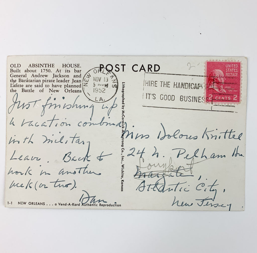 New Orleans Louisiana Old Absinthe House Postcard