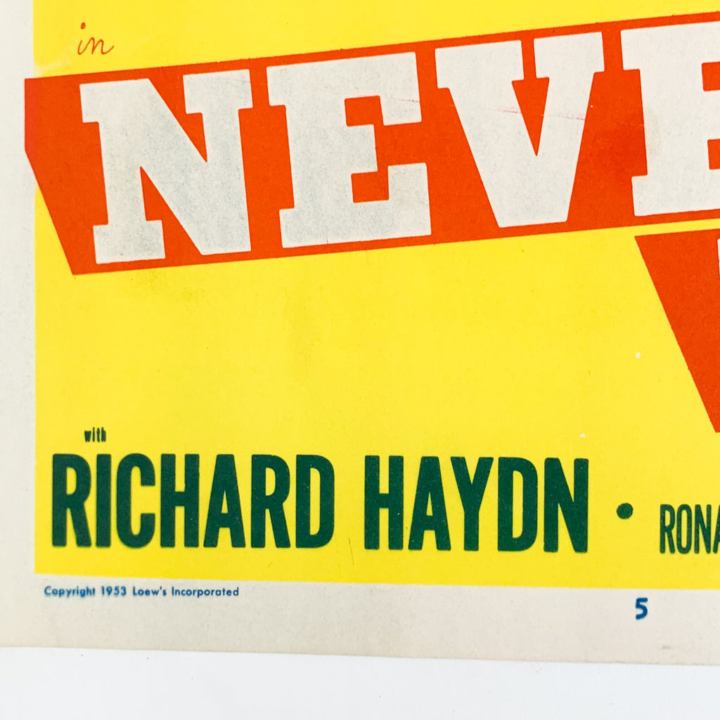 Vintage 1953 MGM Never Let me Go Clark Gable Gene Tierney #5 Lobby Card