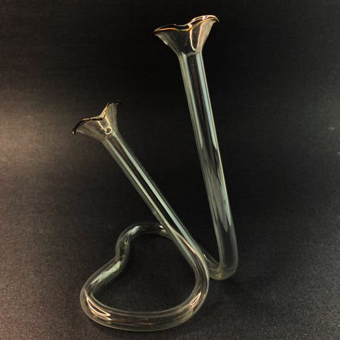 Vintage Glass Double Cylinder Twisted Tube Heart Bud Vase
