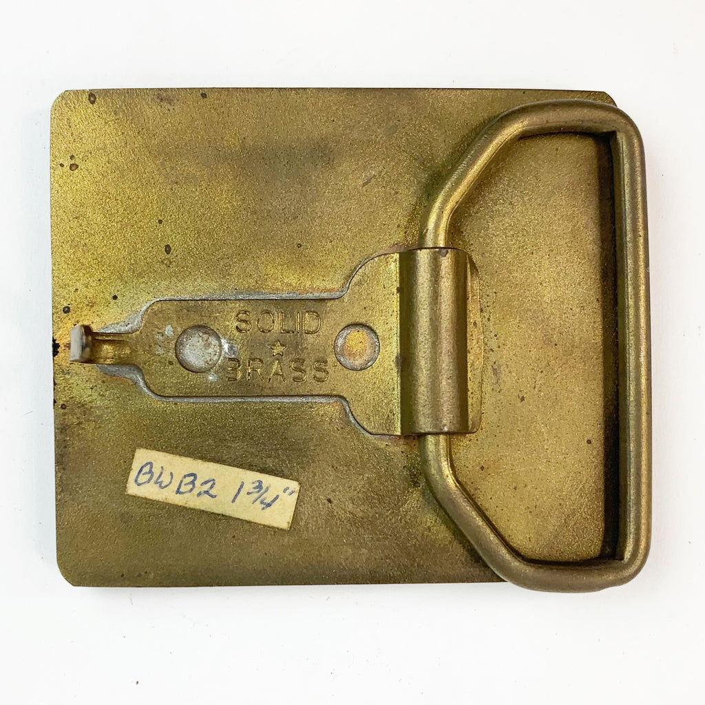 Vintage Modern Urban Cowboy Brass Wood Belt Buckle