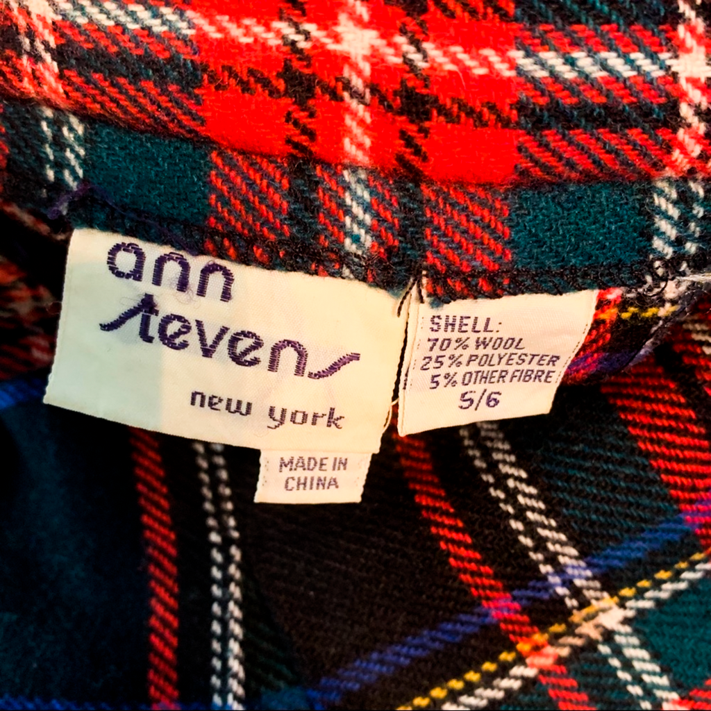 Vintage Ann Stevens Plaid Tartan Pleated Skirt