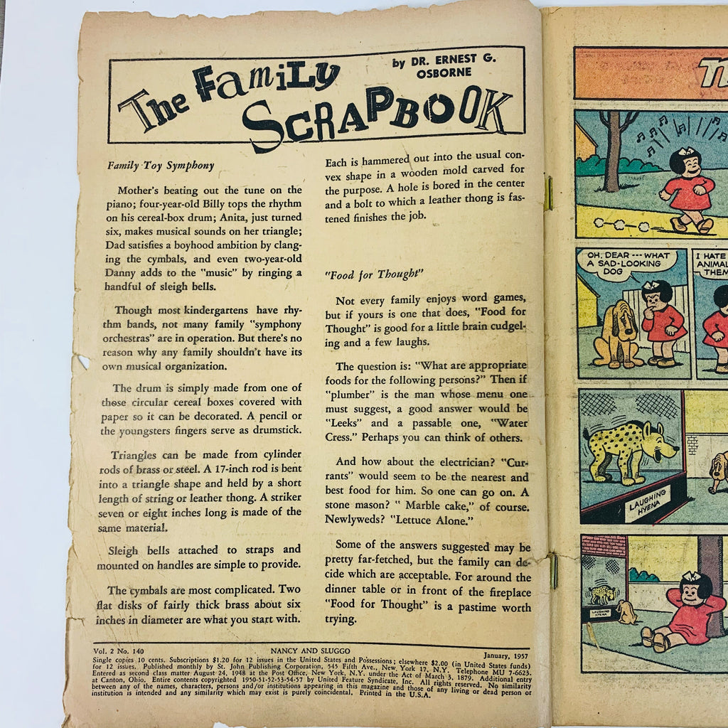 Nancy And Sluggo 1957 January No. 140 Vol 2 Comic Book