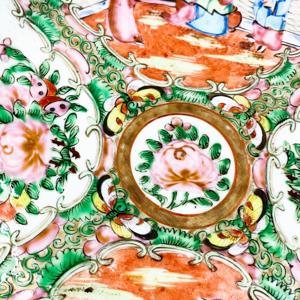 Antique Chinese Canton Rose Medallion Plate