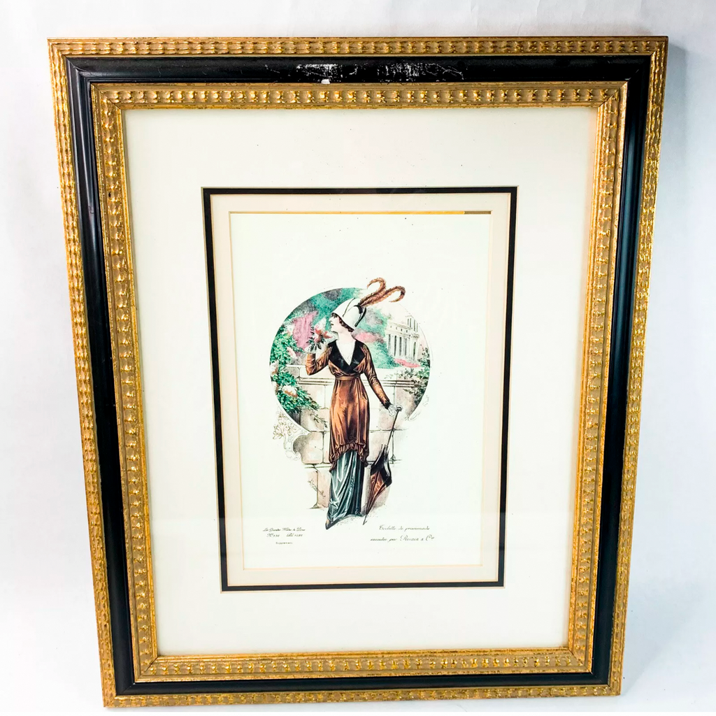 Vintage Paris Women Fashion No.136 Supplement Print Wall Glass Framed Art