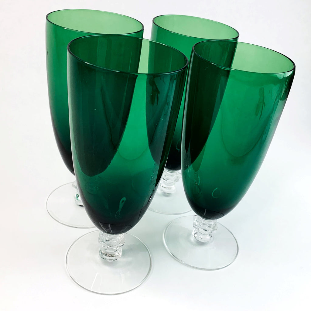 Vintage Tiffin Killarney Emerald Green Footed Glasses