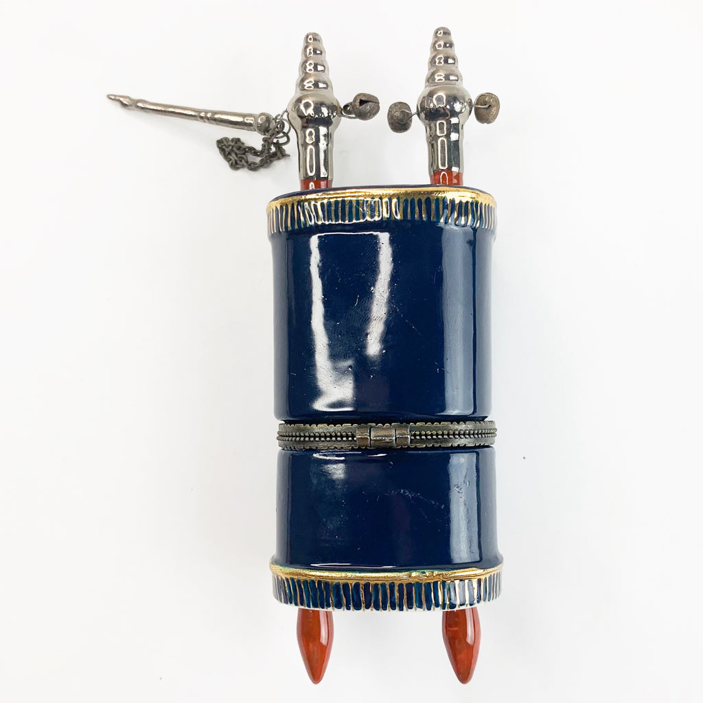 Porcelain Hinged Trinket Box Jewish Torah Scroll