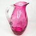 Vintage Cranberry Pink Pitcher with Applied Clear Glass Ribbed Handle.