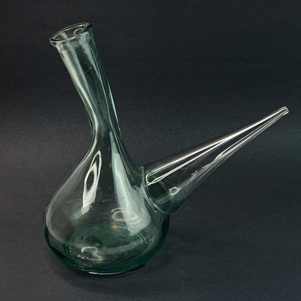 Vintage Hand Blown Glass Porron Wine Pitcher Decanter