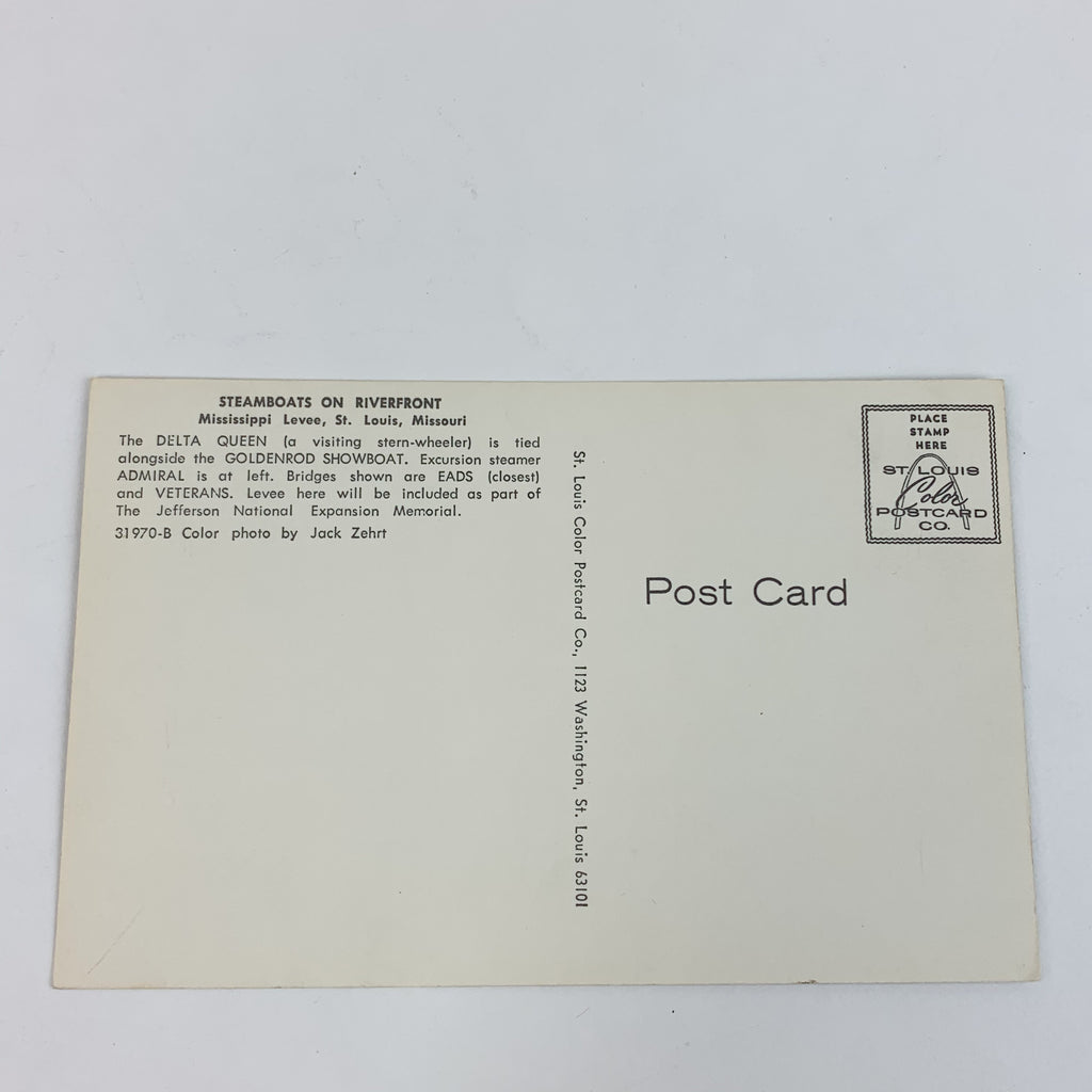 Vintage Steamboats Riverfront Mississippi Levee St. Louis Missouri Postcard