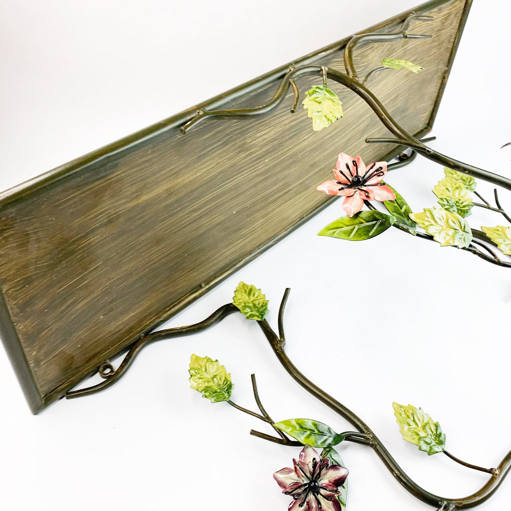 Vintage Wrought Iron Metal Flower Hanging Shelf