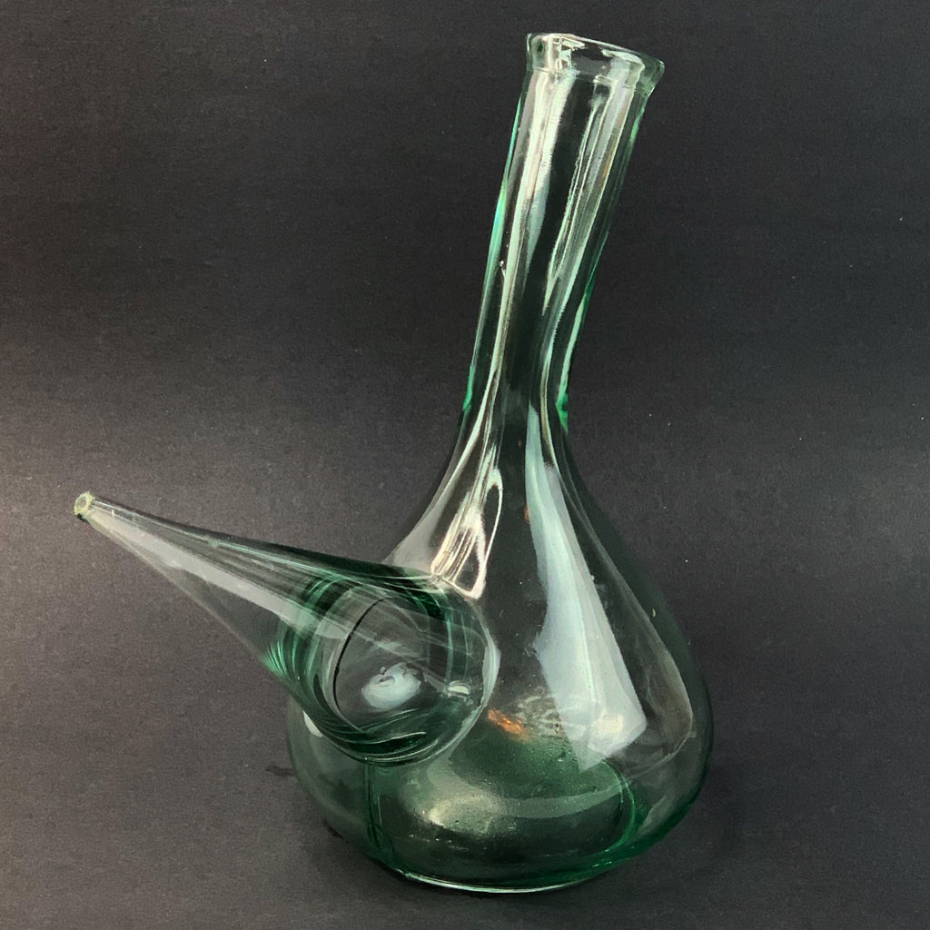 Vintage Hand Blown Glass Porron Wine Pitcher Decanter