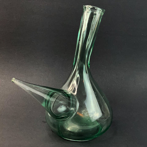 Vintage Hand Blown Glass Porron Wine Pitcher Decanter