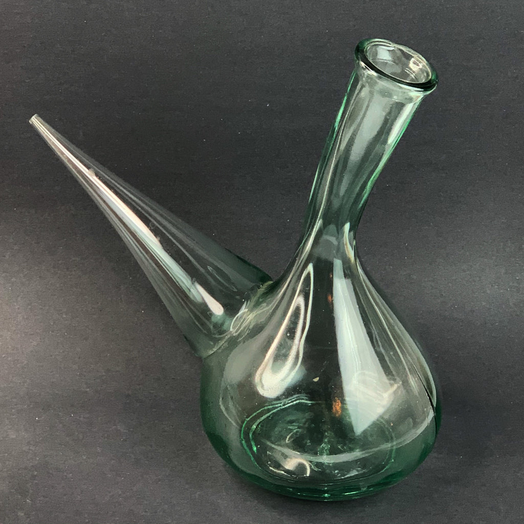 Vintage Hand Blown Glass Porron Wine Pitcher Decanter
