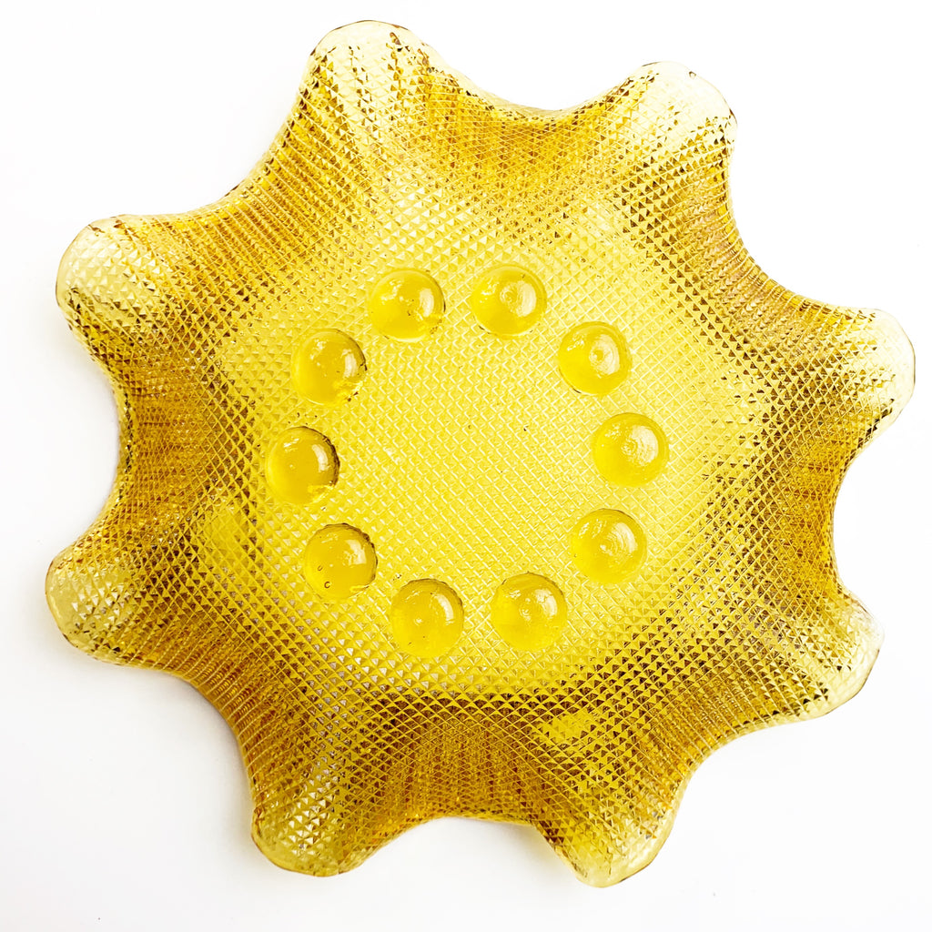 Vintage Depression Glass Amber Candy Bowl Dish