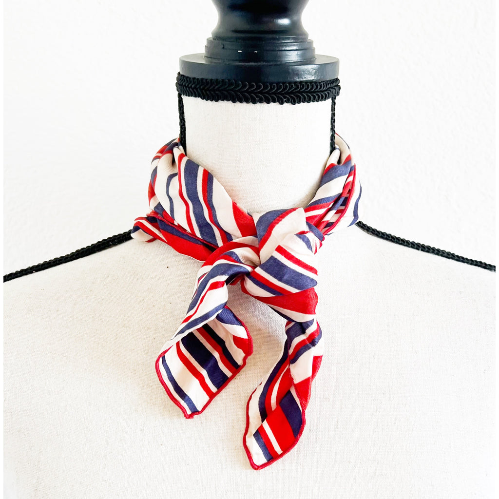 Vintage Stripe Red White Blue Handkerchief Bandanna