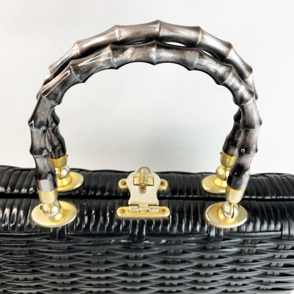 Vintage Woven Black Rattan Handbag Bag