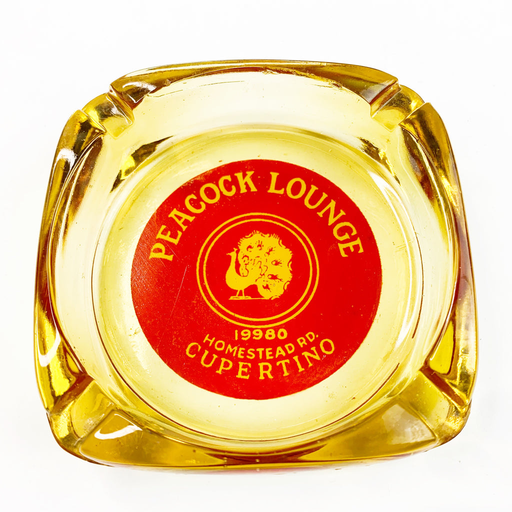 Vintage Peacock Lounge Cupertino Glass Ashtray