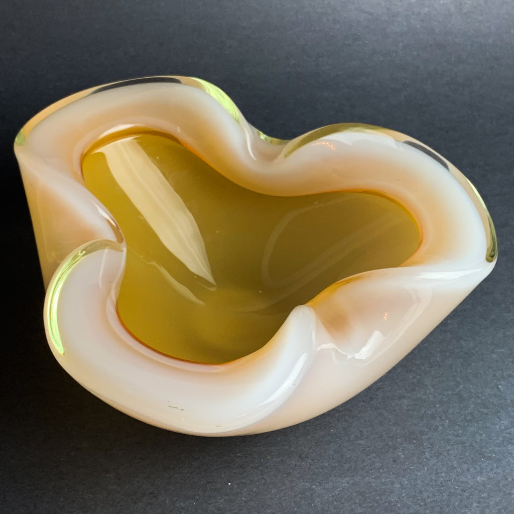 Murano Alabastro Mid Century Glass Ashtray Bowl