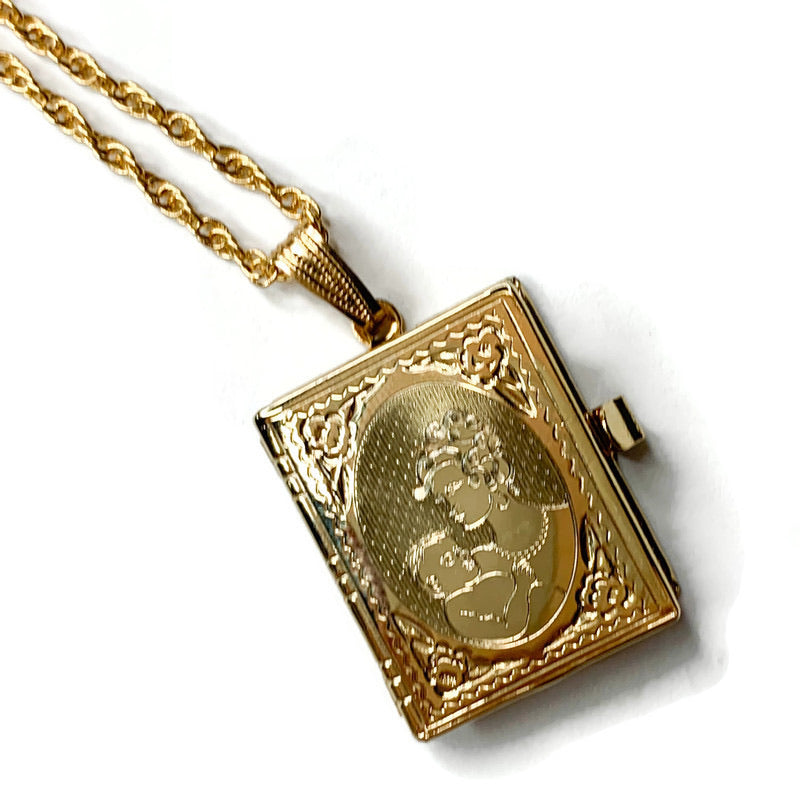 Vintage Photo Pendent Locket Chain Necklace