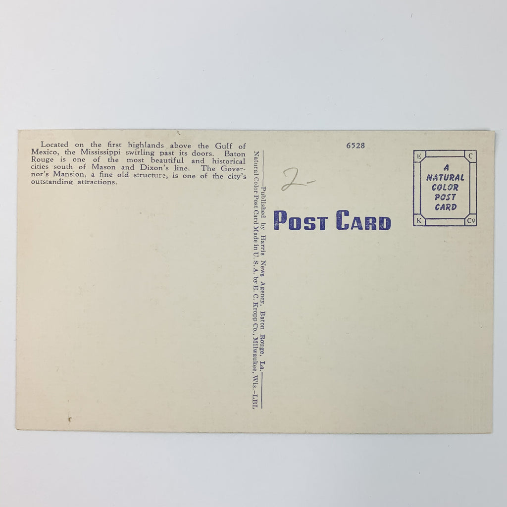 Governor's Mansion Baton Rouge LA Linen Postcard