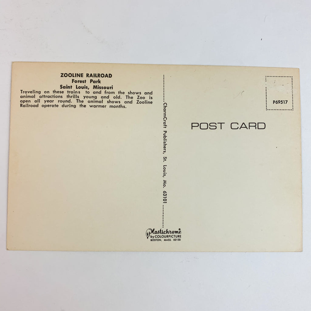 Zooline Railroad Forest Park in Saint Louis Missouri Lion Postcard