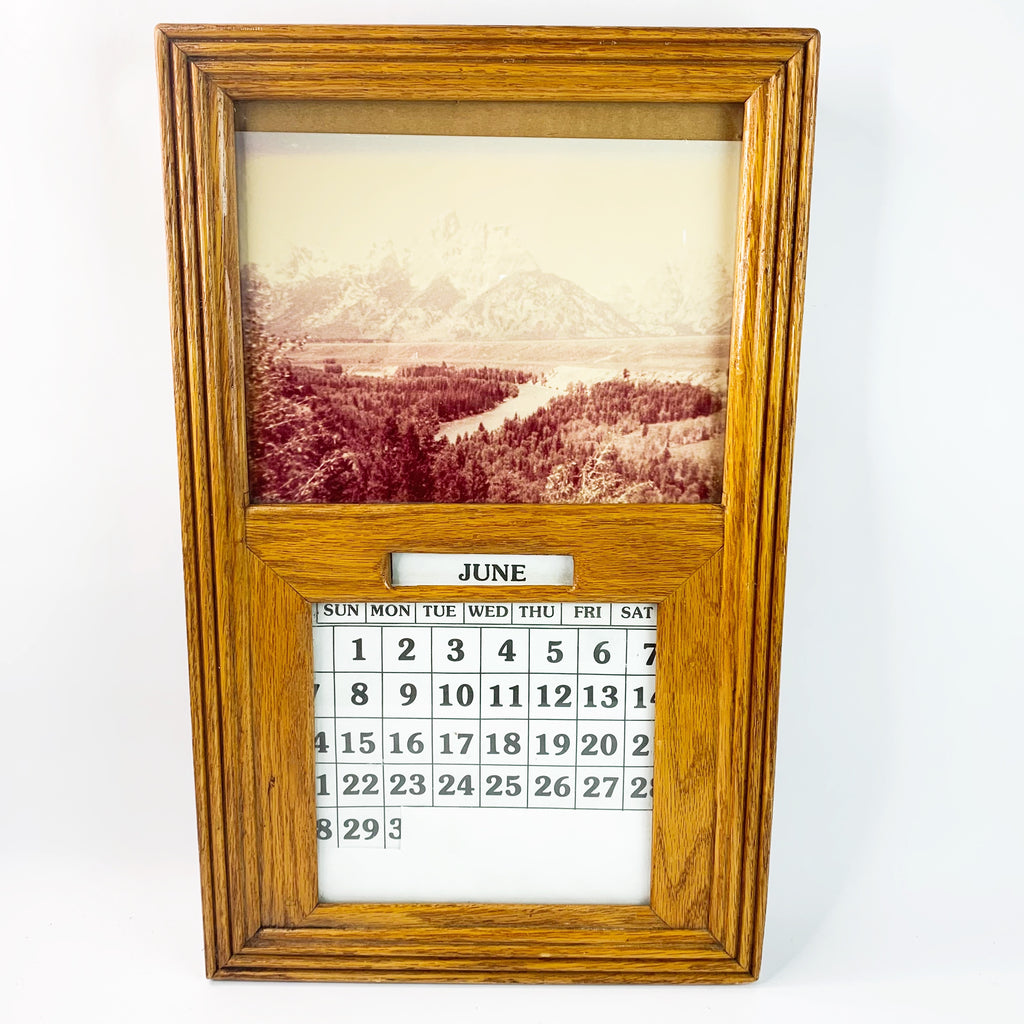 Vintage 1982 Wood Perpetual Calendar Wall Hanging