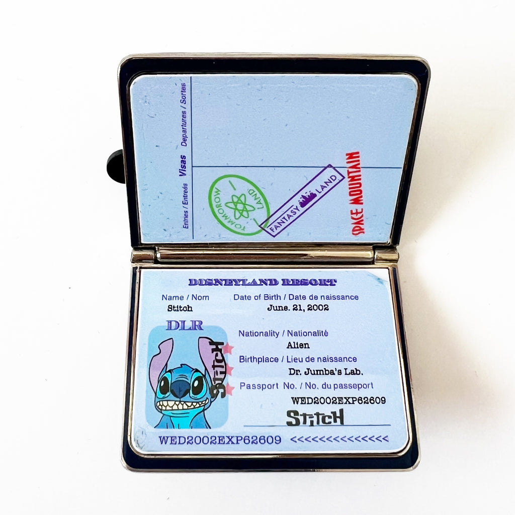 Disney DLR Disneyland Resort Passport Stitch Metal Hinged Pin