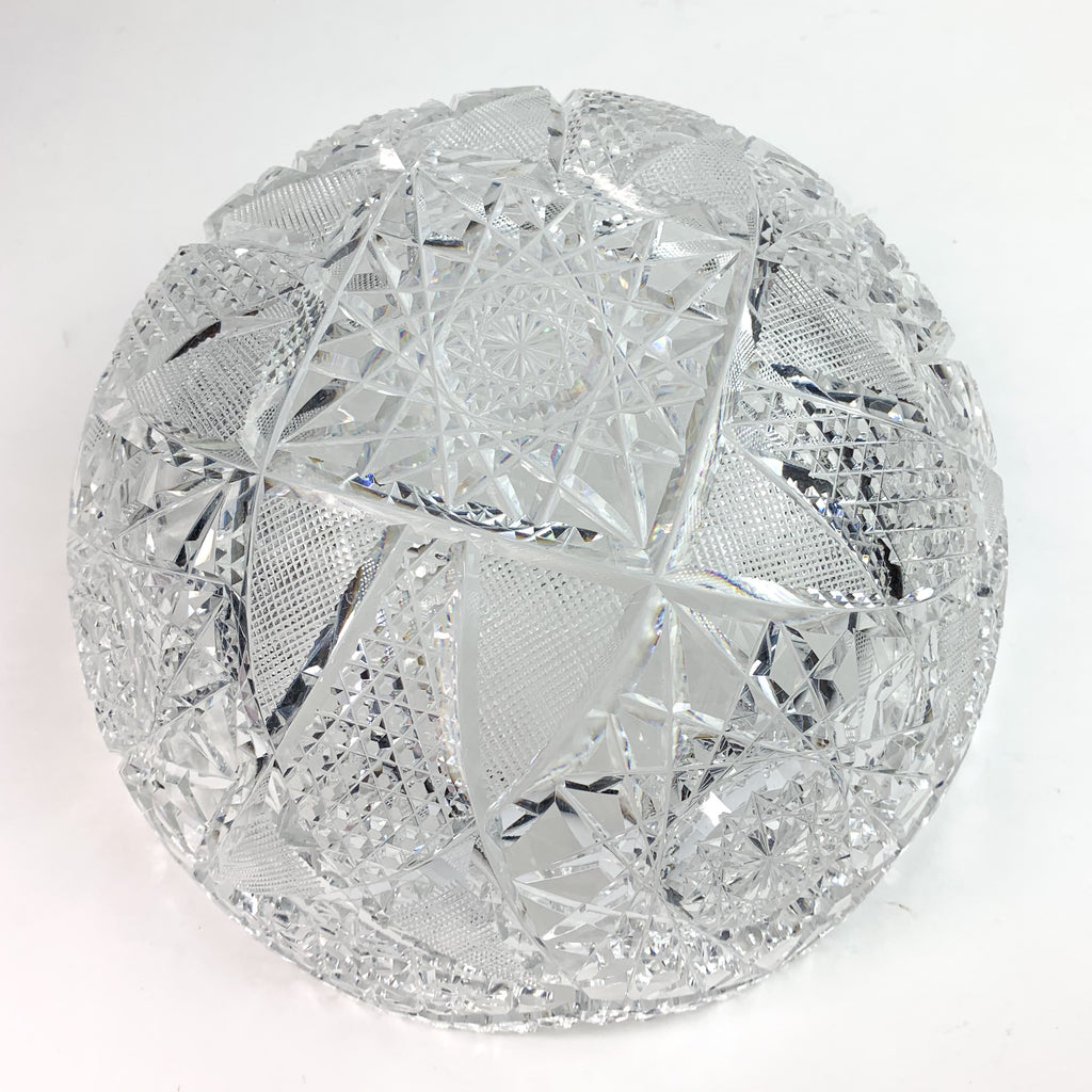 Vintage Cut Crystal Glass Pedestal Bowl