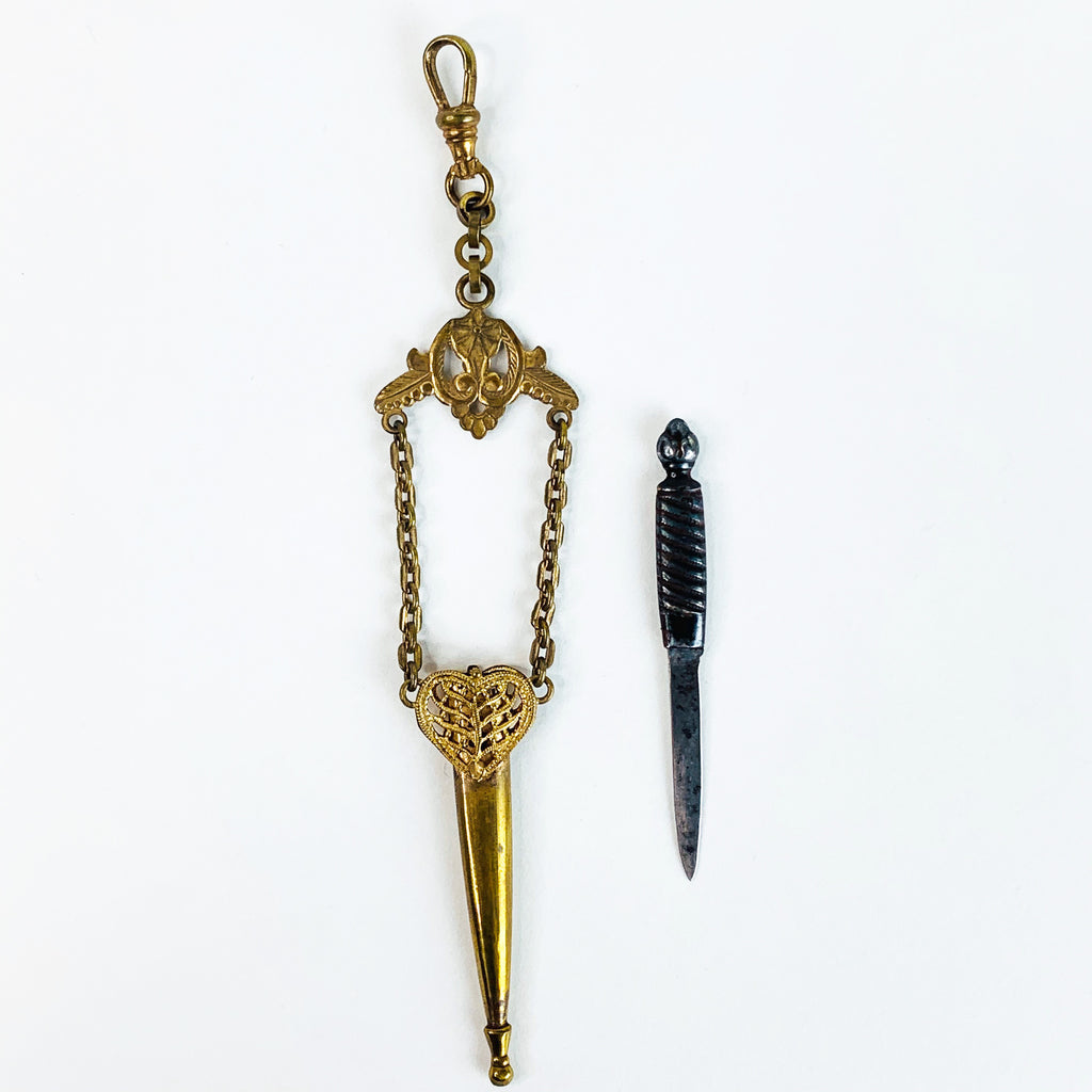 Vintage Dangle Chain Heart Shape Letter Envelope Opener