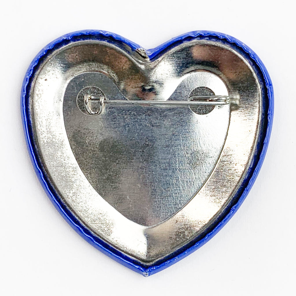 Vintage Want A Kiss See QMS Computer Advertising Heart Shape Pinback Button Pin