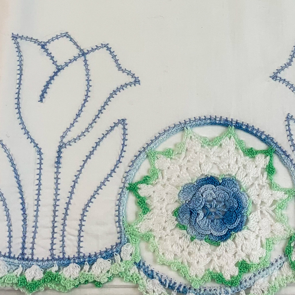 Vintage Embroidered Crochet Pillow Cases