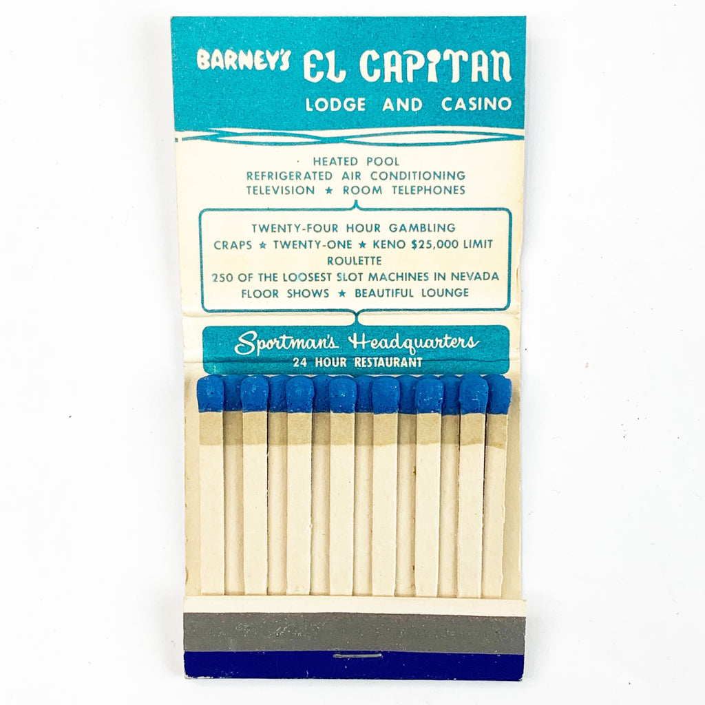 Barney's El Capitan Lodge and Casino Hawthorne Nevada Matchbook