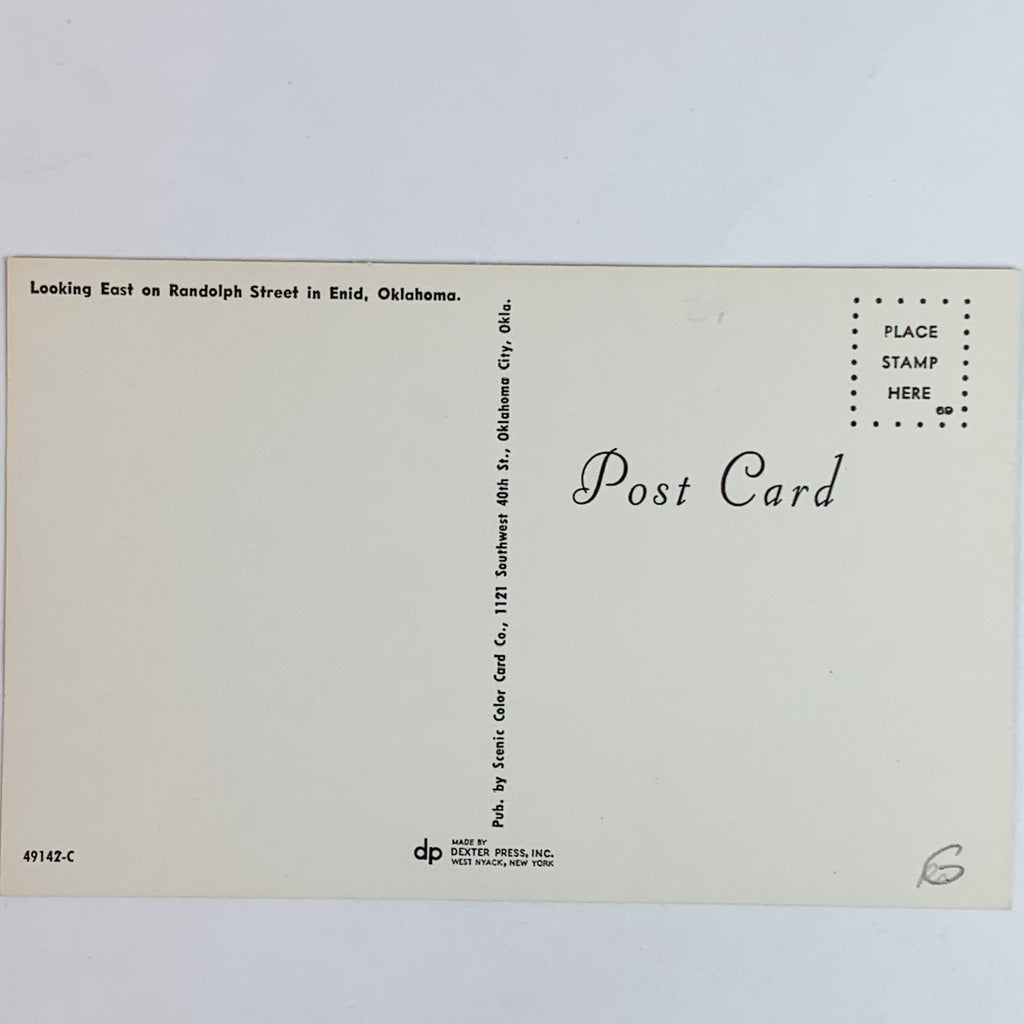 Looking East On Randolph Street Enid Oklahoma Postcard