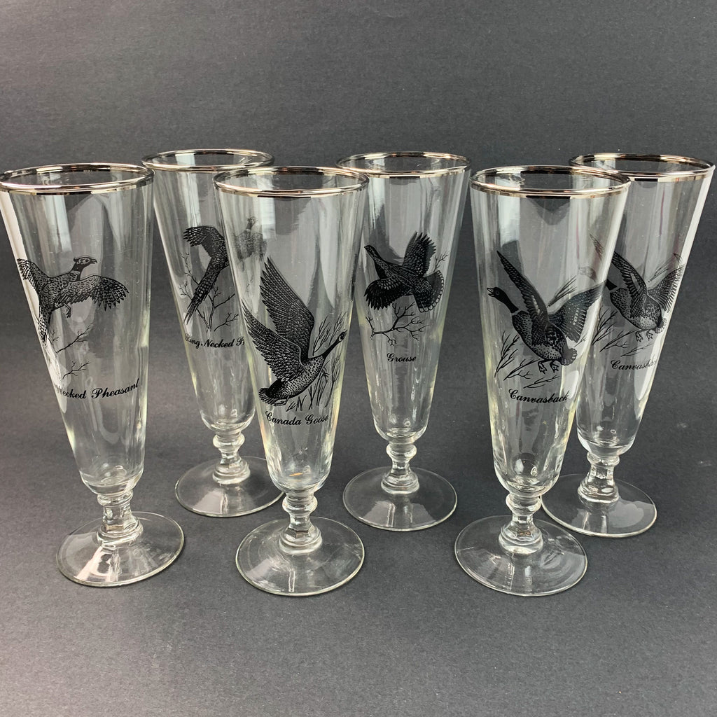 Vintage Silver Rim Footed Game Bird Glasses