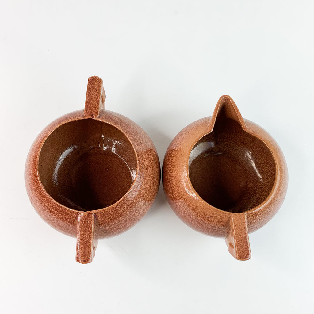 Vintage Permaclay Black Hills, SD Sugar and Creamer Art Deco Pottery set