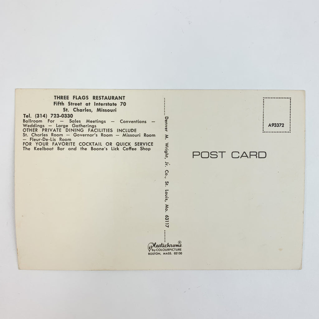 Three Flags Restaurant St Charles Missouri Postcard