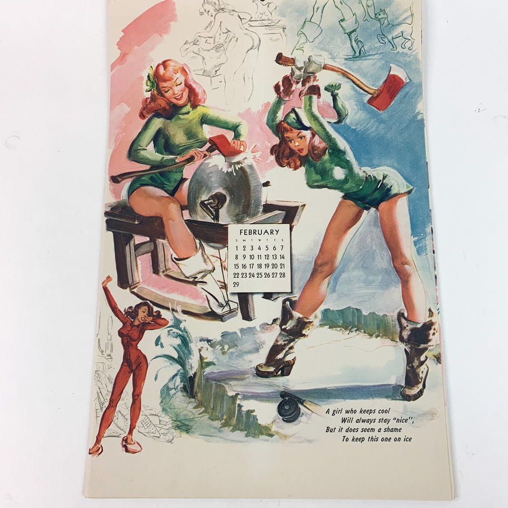 Vintage Pinup Girls 1948 Wall Calendar Brown & Bigelow Artist Sketch Pad