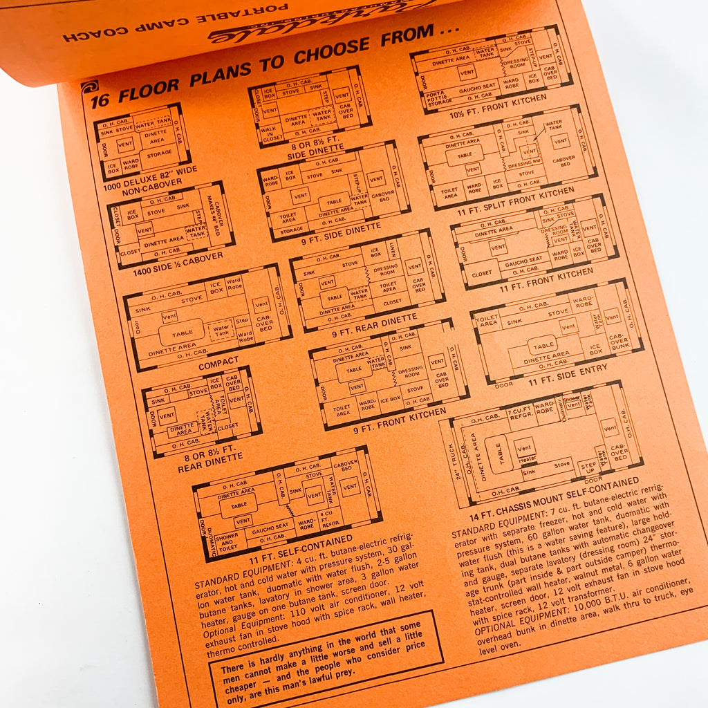 Vintage Parkdale Camper Dealer Paper Flyer Floorplan Ad