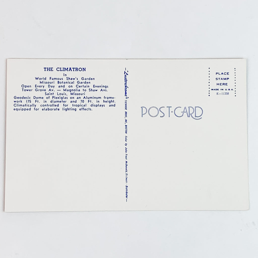 The Climatron World Famous St. Louis Missouri Botanical Garden Postcard
