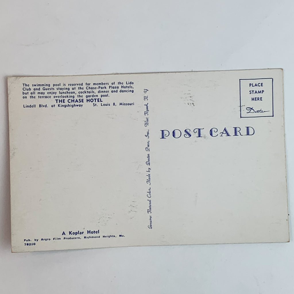 The Chase Hotel Pool Swimming Pool St Louis MO Missouri Postcard