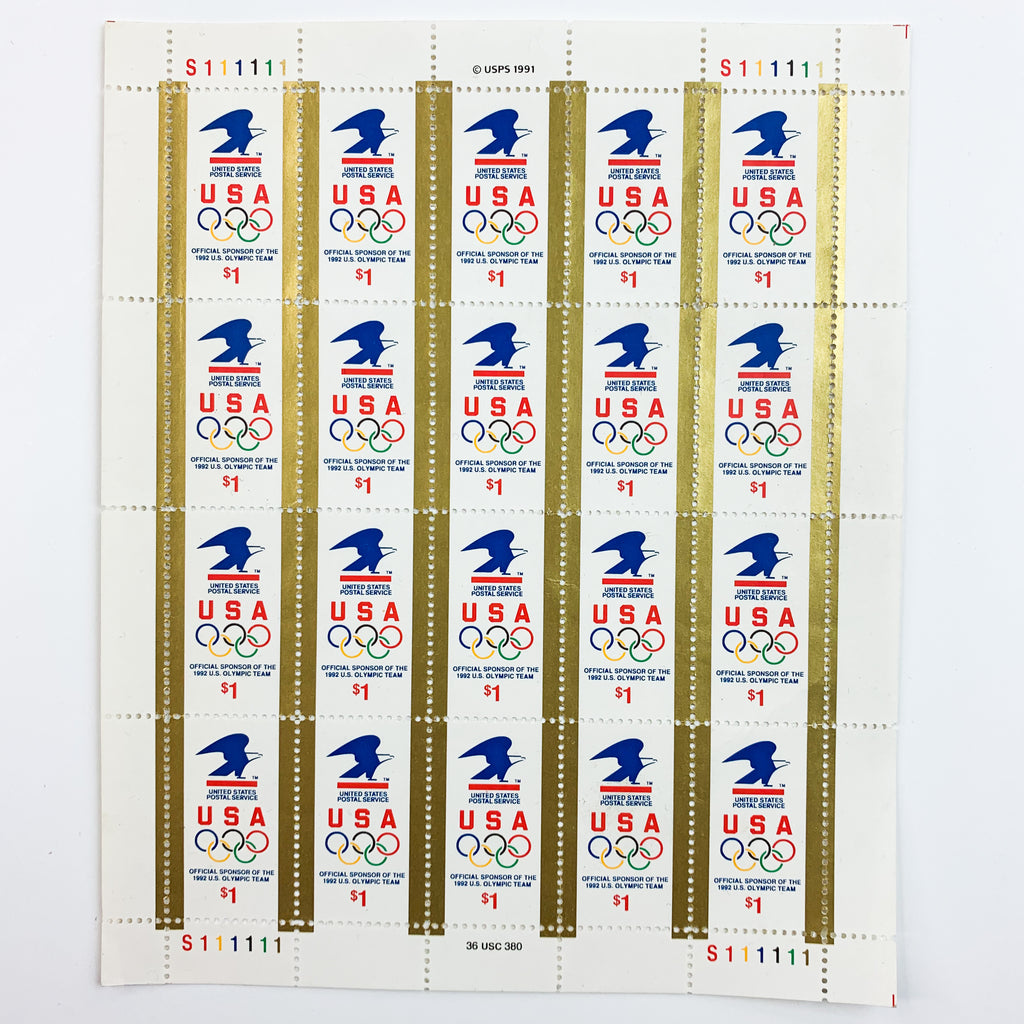 1991 USA $1 Olympic Stamps 20 Stamps