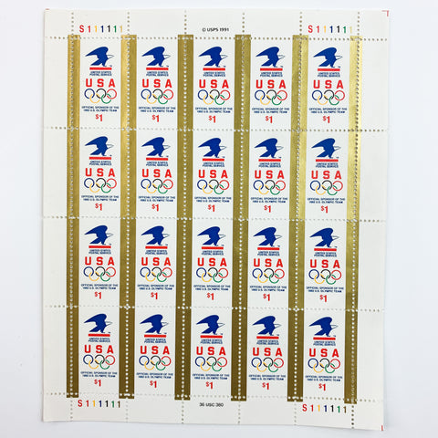 1991 USA $1 Olympic Stamps 20 Stamps