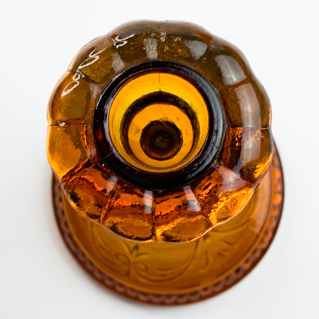 Vintage Amber Glass Tall Candlestick Holder