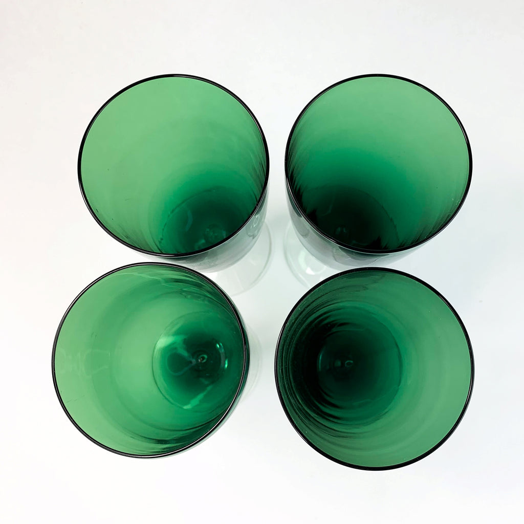 Vintage Tiffin Killarney Emerald Green Footed Glasses