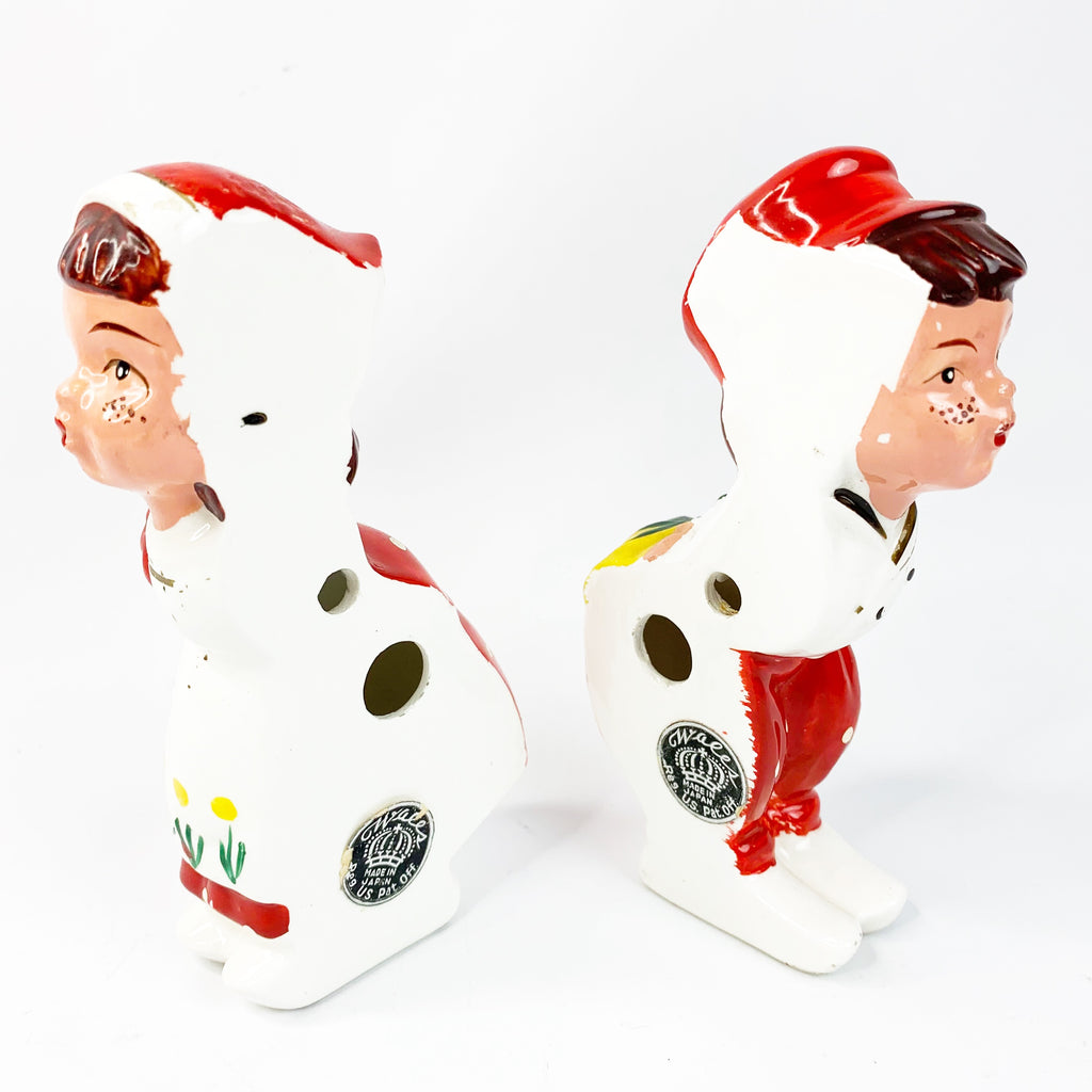 Vintage Wales Japan Boy Girl Ceramic Bookends