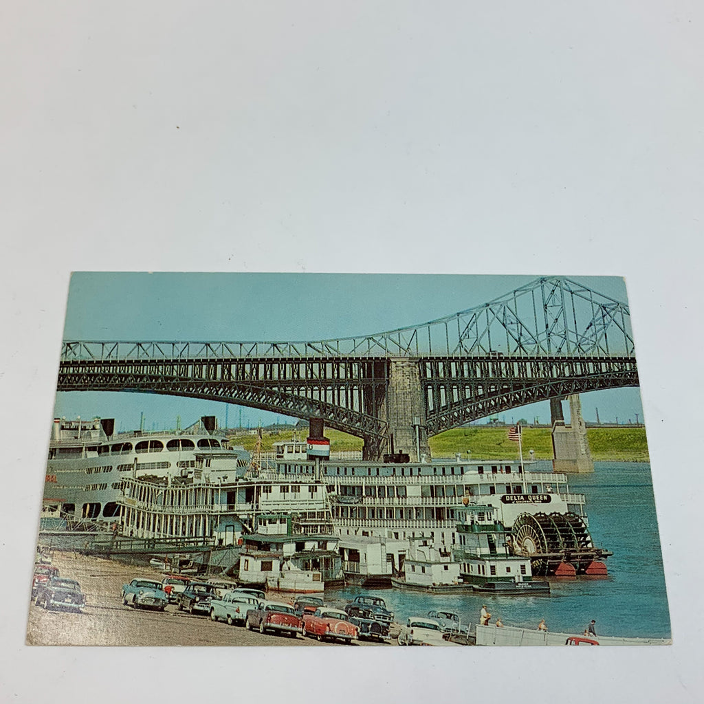 Vintage Steamboats Riverfront Mississippi Levee St. Louis Missouri Postcard